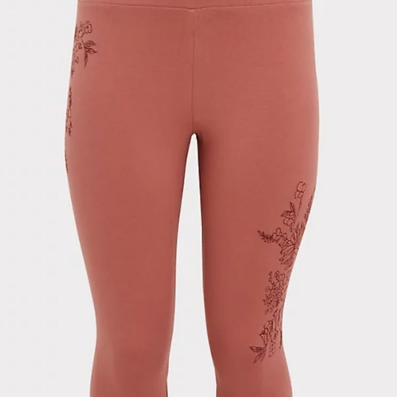 🆕EMBROIDERY DUSTY ROSE - CROP PREMIUM LEGGING - Picture 4 of 5